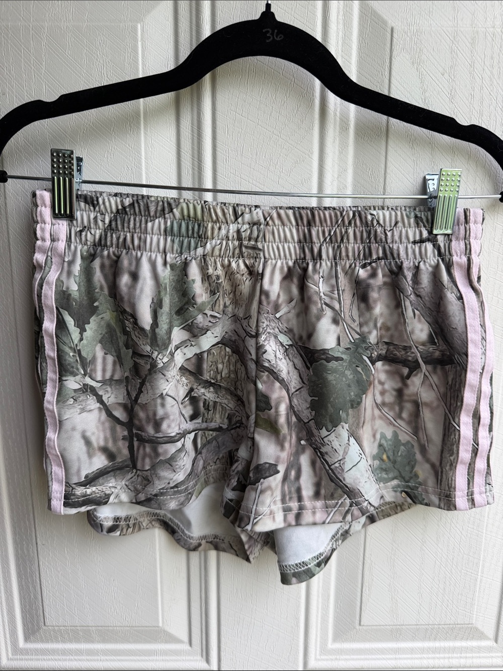 Edikted Y2K Micro Camo Print Athletic Shorts with Pink Trim Size XS